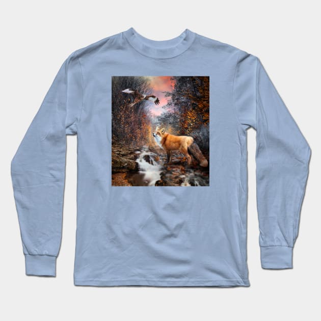 Autumn Walk Long Sleeve T-Shirt by Phatpuppy Art